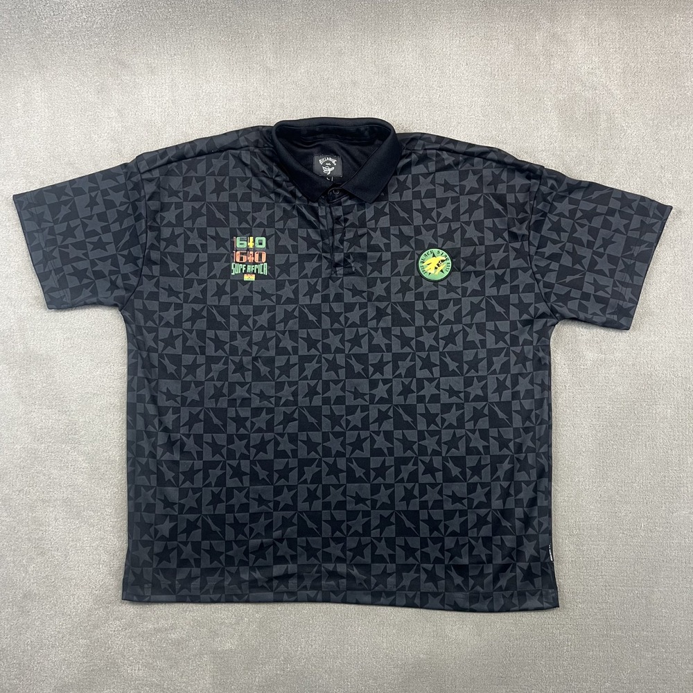 Billabong Size Large Mens Black Star Surf Africa Ghana Graphic Polo Shirt